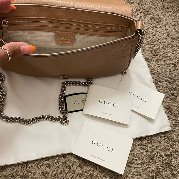 Gucci Tan Crossbody Bag with Silver Chain Strap - Picture 5 of 8